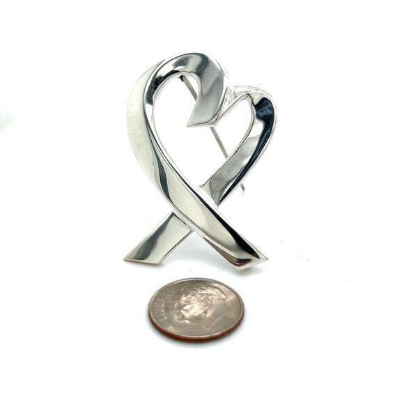 Tiffany & Co Estate Heart Brooch Pin Sterling Silver TIF653 - Picture 11 of 12